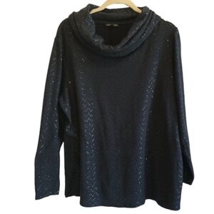 Lane‎ Bryant Navy Blue Sparkle Cowl Neck Sweater Size 14/16 Women's Plus Size